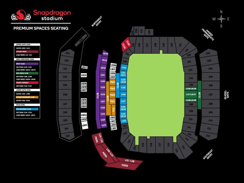 Seating Charts Snapdragon Stadium